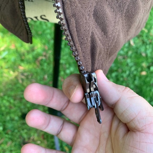 Vintage Nomadic Traders Brown and blue quilted zip up vest with pockets - Picture 8 of 12